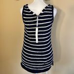 Caslon NWT! Navy White Knit Shimmer Shine Sleeveless Sweater Tank Top Blouse XS Photo 3