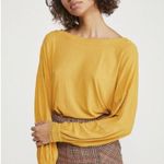 Free People Shimmy Shake Open Twist Back Top/ Sweater in Gold, Size S New w/Tag Photo 3