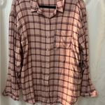 Melrose and Market  Blush and Burgundy Plaid Shirt Photo 1