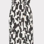 Milly  Melina Pleater Midi Dress Black & White High‎ Neck Structured Size 10 Photo 0