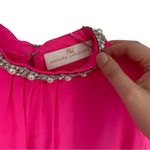 Amanda Uprichard Large Silk Jeweled Collar Blouse Pink Pearl Rhinestone Holiday Photo 4