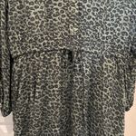 CHEETAH Print Dress Green Black Sz L Rayon Edgy Rock Animal Print Cinch Waist Size L Photo 2