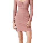 ASTR New  The Label Ribbed Long Sleeve Hook Eye Front Bodycon Dress Blush S Photo 0