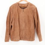 Vintage Terry Lewis Suede Leather Jacket Womens Tan Zip Front Heritage Size XL Brown Photo 0