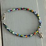 Handmade NEW Adorable Beaded Bracelet W Colorful Seed Beads & A Cute Turtle Charm Photo 0