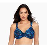 MiracleSuit Plunge Bra, Blue Multi, Nylon Spandex, Underwire Swim Top, 36DDD Photo 1