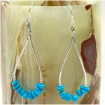Liquid Silver & Sleeping Beauty Turquoise Chip Sterling Silver Dangle Earrings Blue Photo 0