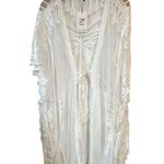 Tulip Creations Kimono Robe Womens One Size White Butterfly Lace Tie Front NEW Size L Photo 0