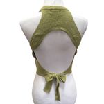 Zaful Knit Ribbed Open Back Cropped Top Olive Green Size Small Photo 1