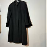 Larry Levine  Vintage Black Wool Trench Coat Full Length Coat Velvet Size 14 Photo 1