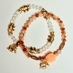 Beaded Elephant and Rose Bracelets (Set D) Gold Photo 0