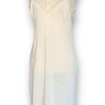 Vintage Loraine Full Slip Dress Satin Cream Lace Trimmed Chemise Lingerie Photo 0