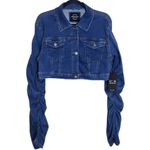 American Bazi Cropped Denim Jacket Size 1X NWT Scrunched Sleeve Jean Jacket Photo 0