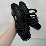 Donald Pliner Donald J. Pliner Sandal Heels Women 7.5 Black Reptile‎ Snake Print Block Chunky Photo 0
