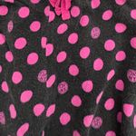 DKNY  Black Long Sleeve Button Up PJ Set With Hot Pink Logo Dots and Pockets- Photo 5