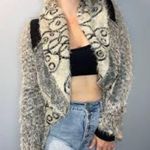 BKE | Cream+Black Eyelash Yarn Open Front Cardigan Sweater size XS Photo 8
