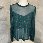 Eyeshadow  Ruffle Long Sleeve Blouse Green Floral Print Blouse Size XS NWT Photo 1