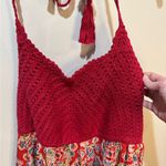 Sundance  Lasani Crochet Halter‎ Maxi Dress Small in Red Multicolor Boho Photo 5