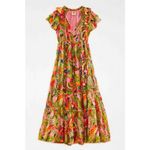 Farm Rio 💕💕 Macaw Leaves Flutter Sleeve Maxi Dress XL Photo 6