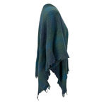 Celtic Kerry Woollen Mills Green Blue Ruana Irish Lambswool Shawl Wrap Ireland Size M Photo 4