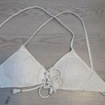Victoria's Secret swimsuit bra top strappy tie front scrunched in off white size large. Photo 1