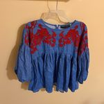 Hemant and Nandita  Anthropologie Lianna blue floral embroidered blouse Photo 4