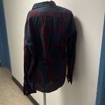 American Rag LG burgundy plaid navy blue cotton button up top Photo 2