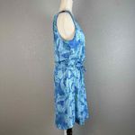Cabana Life Aqua Tropical Floral Cinch Dress L Large Sleeveless V Photo 5