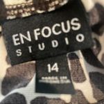 Enfocus Studio Brownish/Black V-Neck Cow Print Midi Dress, size 14 Photo 3