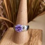 Amethyst High polished Stainless Steel Ring with AAA Grade CZ Size 9 Photo 0