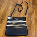 Kate Spade  Navy Blue White Striped Leather Crossbody Zipper Purse Bag Photo 1