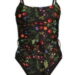Hutch NWT Anthropologie Zenna Ruched One Piece Swimsuit Black Garden Floral XS Photo 0