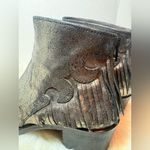 GIANLUCA TOMBOLINI Silver Metallic Leather Fringe Ankle Boots Size 9.5 Photo 8