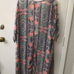 OP Vintage Aqua Verde Gray/Peach Swim Cover-up XL Summer Coconut Girl Costal Photo 1