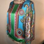 Ivy Jane Green Silky Feel Kimono/Scarf Blouse with Drawstring Blouse Size M Photo 1