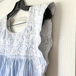 Mi Golondrina Flores Embroidered Blouse White Blue Stripe Size Medium EUC Photo 3