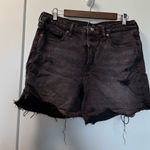 Old Navy High Rise O.G Straight Black Distressed Button Fly Jean Denim Shorts 12 Photo 0