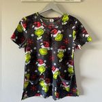 Dr. Seuss  The Grinch in Santa Hat Stretch Scrub Top Photo 0