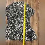 Allison Taylor  Black White Short Sleeve Ruffle V-Neck Top Small Business Work Photo 5