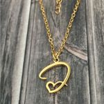 Letter J Cursive Heart Initial Necklace Gold Photo 2