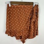 American Eagle  Womens XS Brown Polka Dot Wrap Ruffle Hem Shorts Boho Cottagecore Photo 0