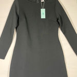 WIHOLL Long Sleeve Women Dress Boat Neck Zip Back Mini Bodycon Fitted Black XL Photo 0