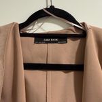 ZARA  Basic Hooded Faux Suede Belted Trench Coat - Pale Pink/Tan - Small Photo 2