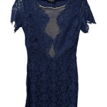 Storia Blue Lace Boutique Dress with V- Neck & Short Sleeves Size Small NWT Photo 0