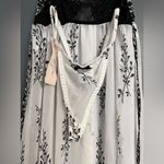 Linea Donatella  Maxi Slip Dress NWT Sheer Black & White Sleepwear W/ Thong Sz M Photo 2