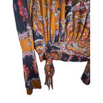 Free People  Fiona's Wrap Paisley Bohemian Blouse With Bell Sleeves Photo 4
