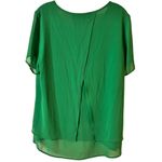 Michael Kors Michael Large Emerald Green Layered Chiffon Blouse Womens Photo 3