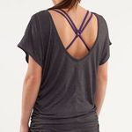Lululemon Power Class Tee Size 6 Charcoal Ruched Short Sleeve Photo 5
