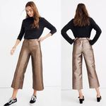 Madewell NEW  Slim Emmett Wide-Leg Crop Pants in Metallic Size 28 It Girl Luxury Photo 1