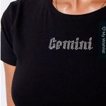 Motel Rocks Tiney Crop Tee In Black 'Gemini' Diamante Photo 0